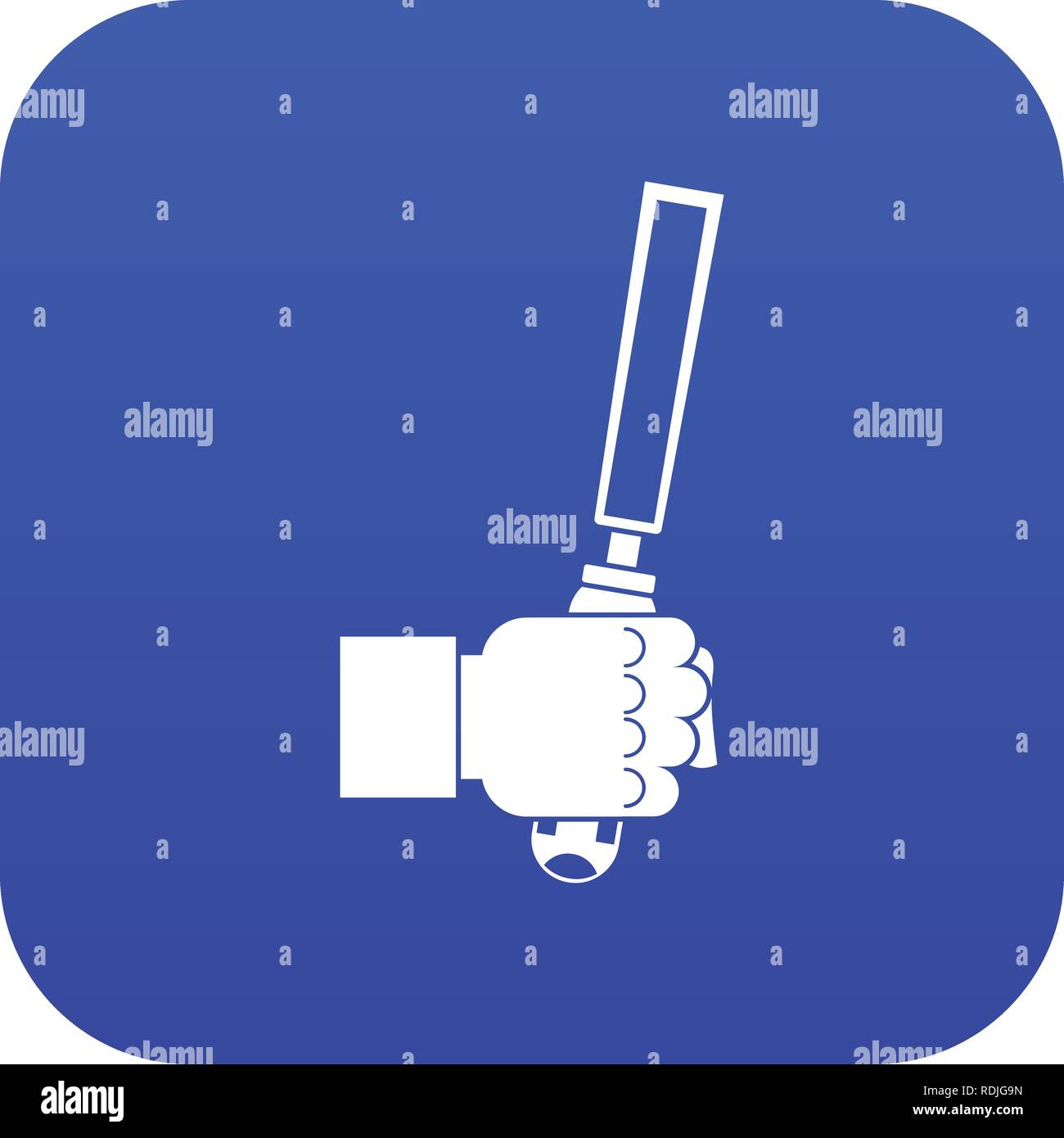 Chisel tool in man hend icon digital blue Stock Vector
