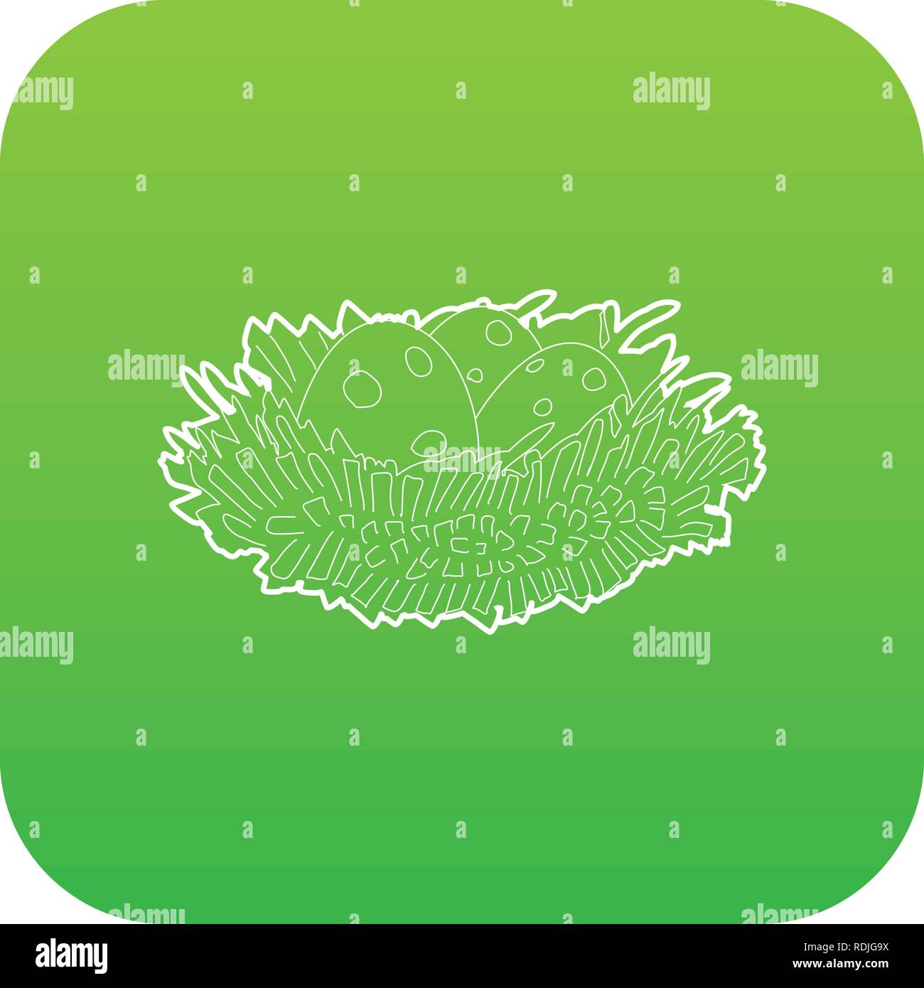 Bird nest with eggs icon green vector Stock Vector
