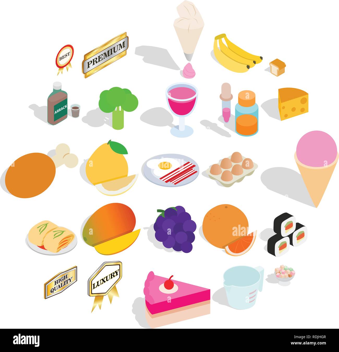 Tasty pie icons set, isometric style Stock Vector