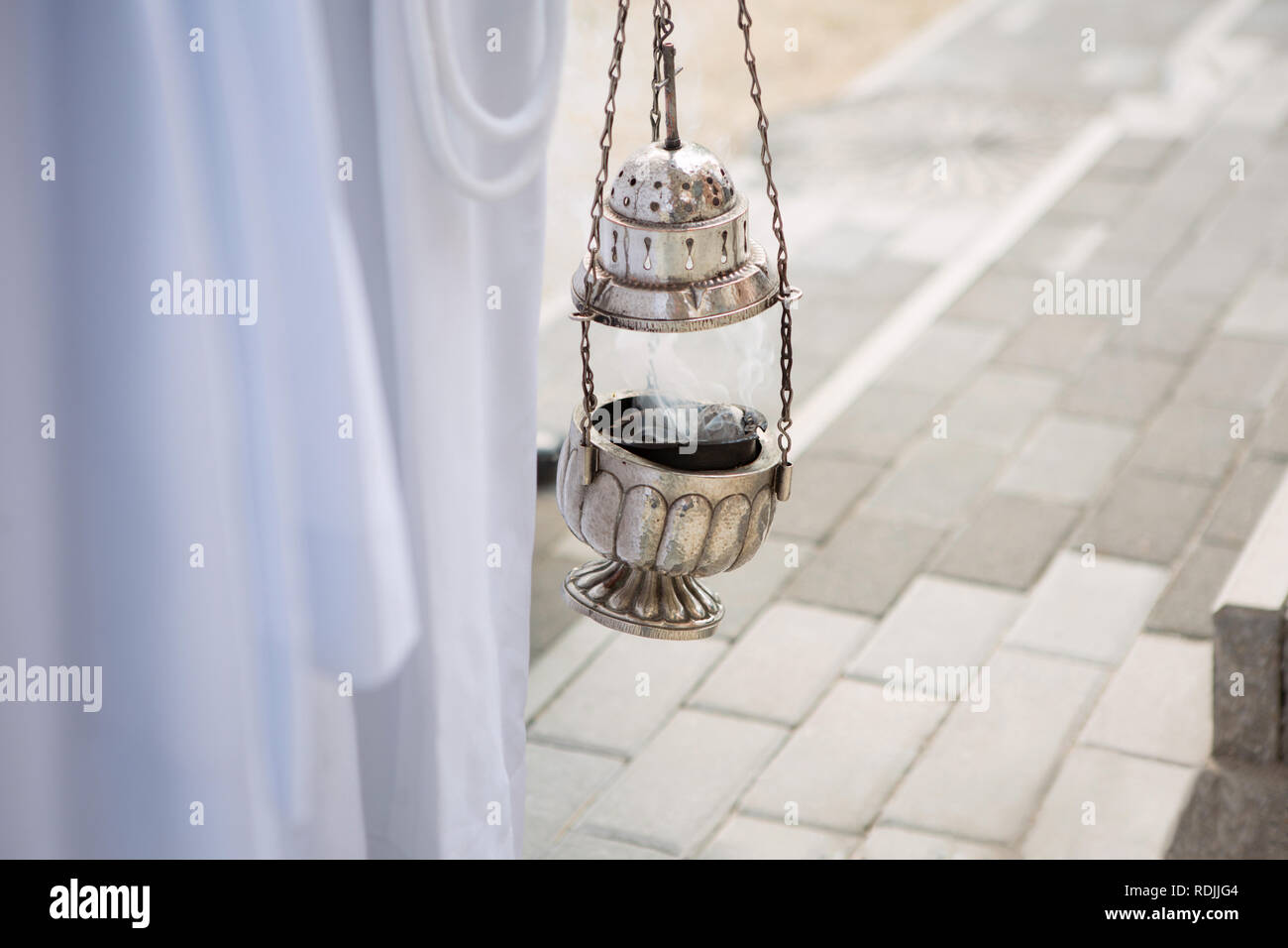 Incense during outdoors Mass celebration Stock Photo Alamy