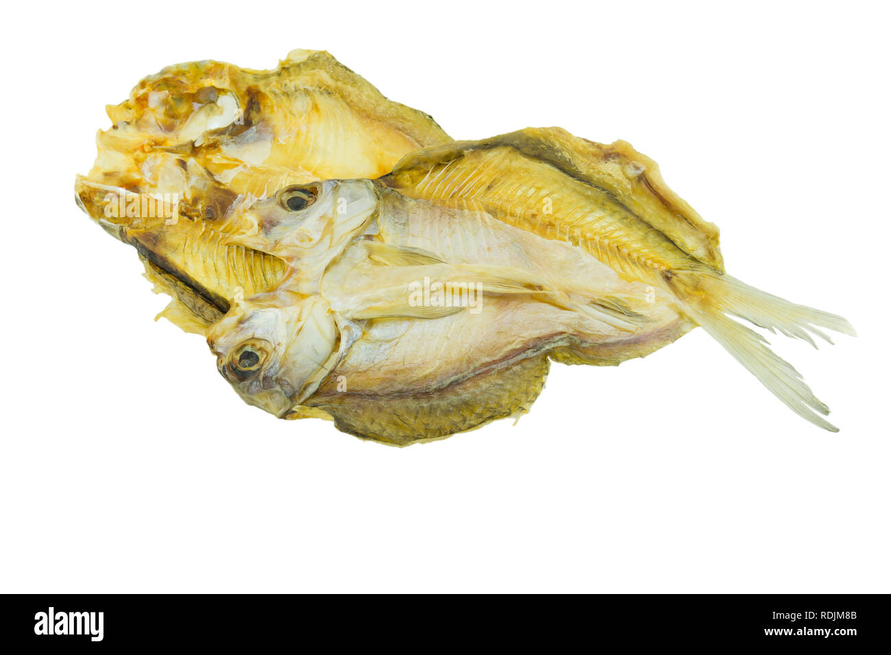 Dried fishes isolated on white background Stock Photo