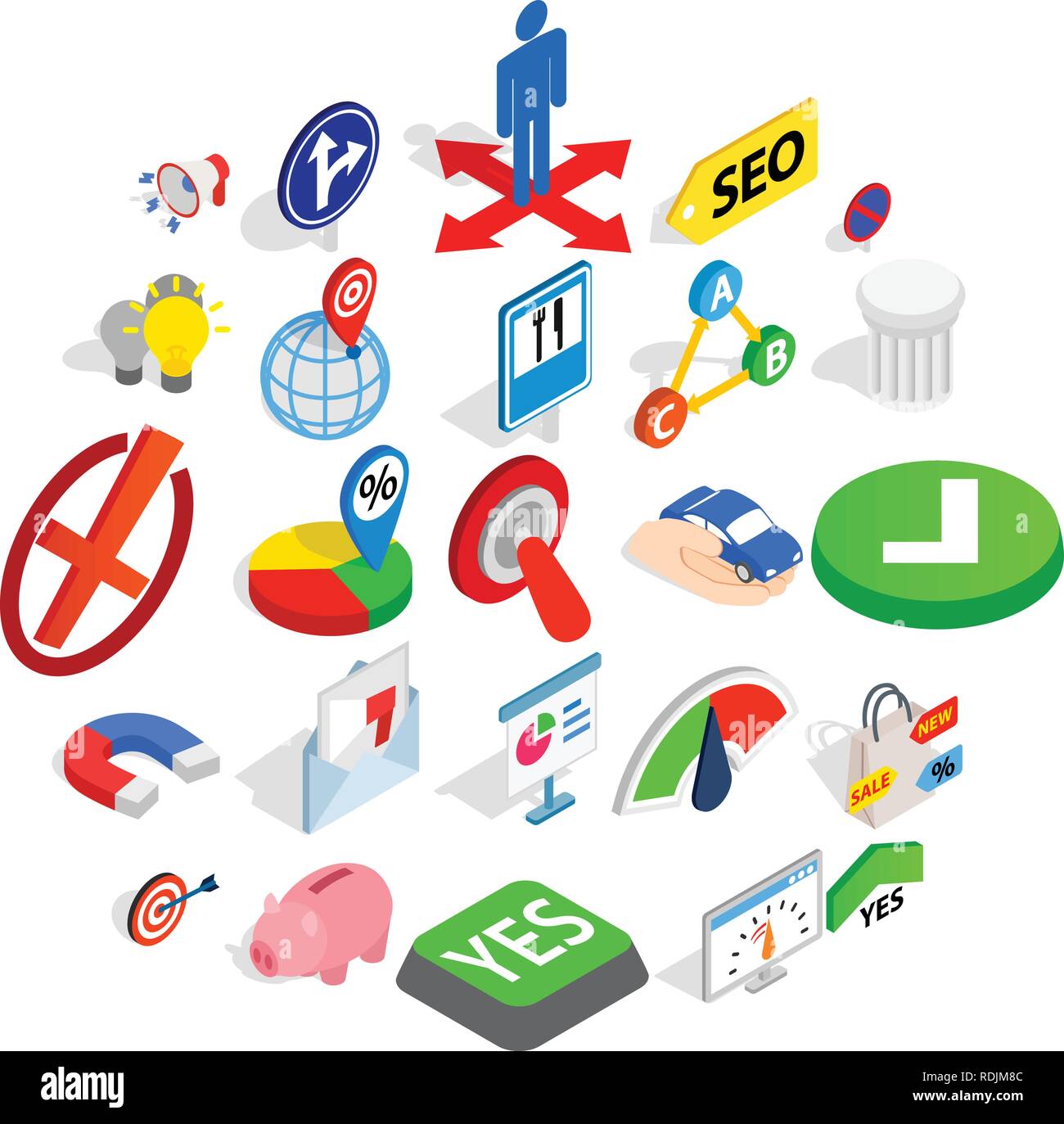 Decision icons set, isometric style Stock Vector
