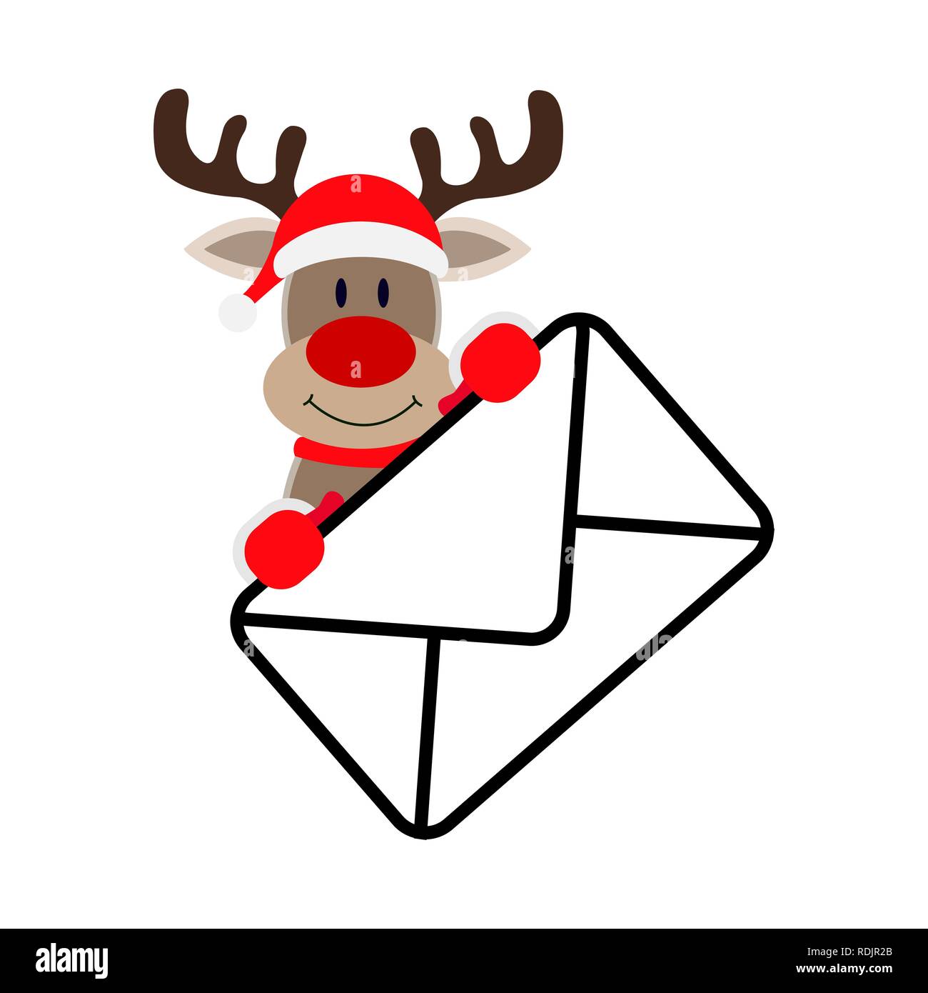 Santa Claus deer holds in his paws a horse with a letter, diagonal Stock Vector