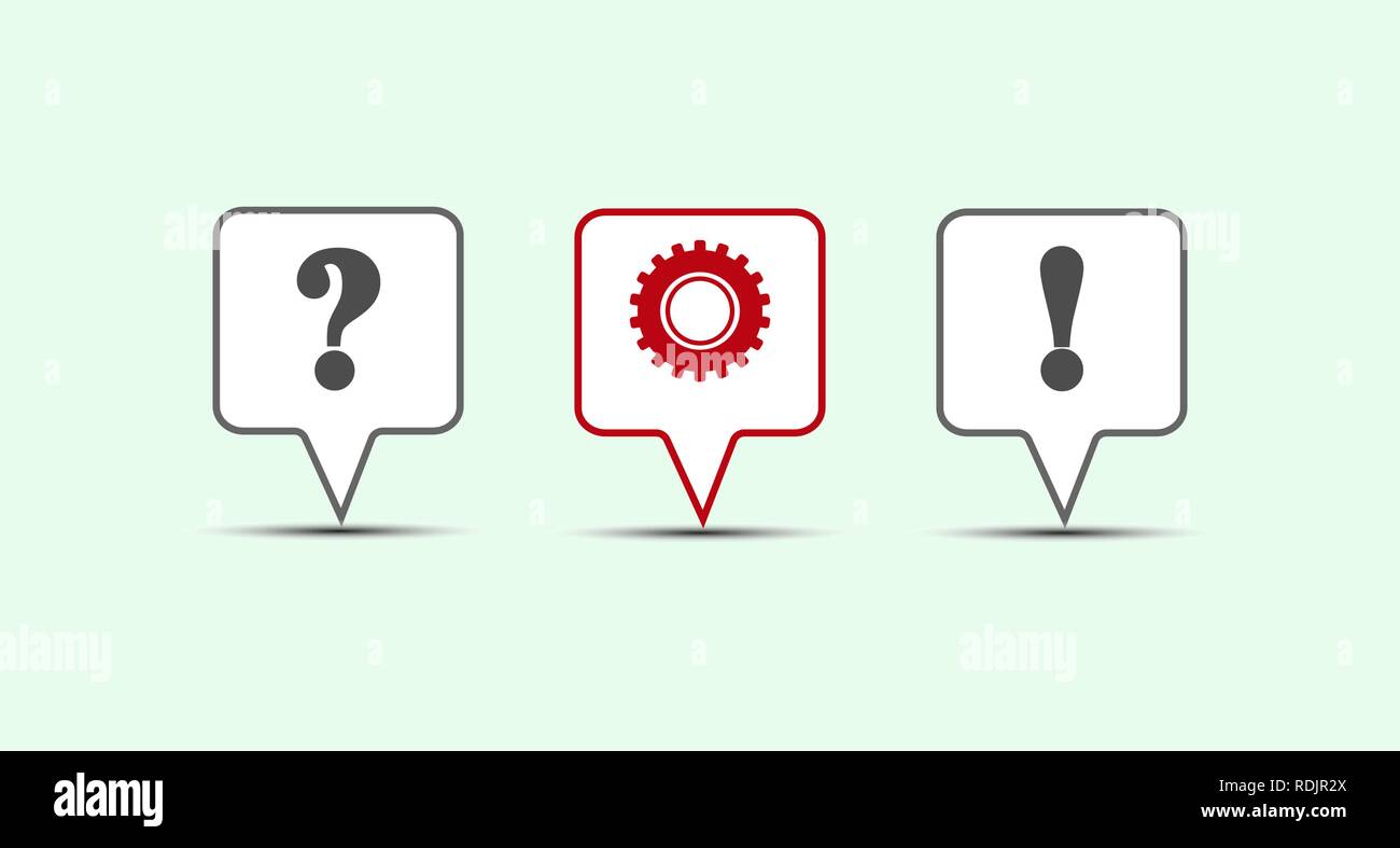 3 speech bubble contours - question, gear and answer Stock Vector