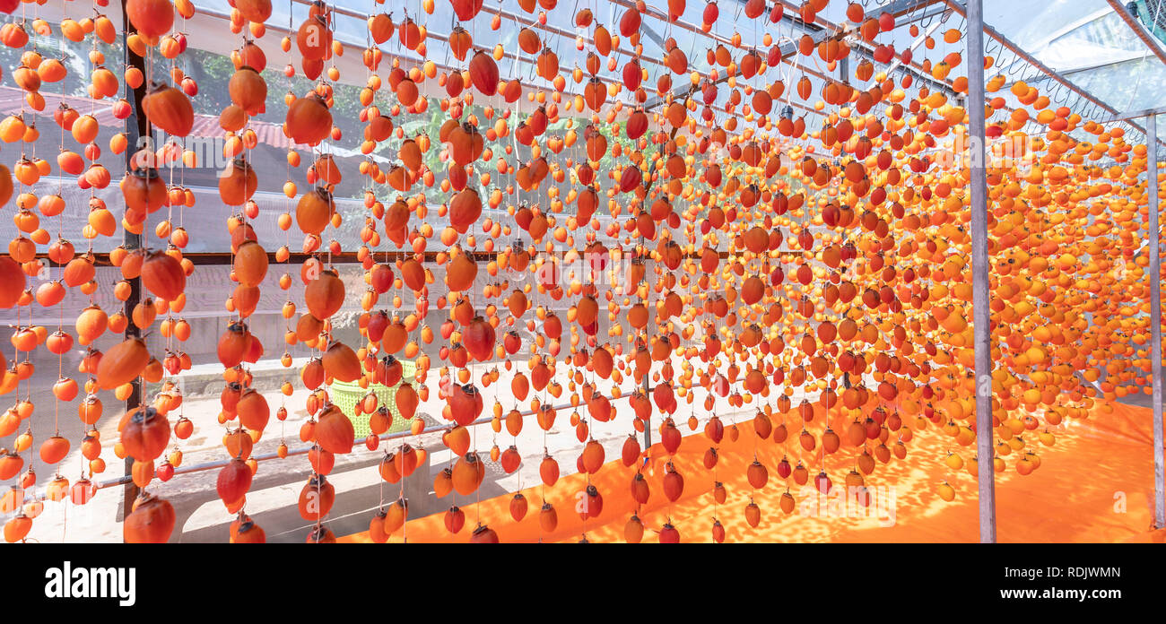 Dried persimmon is dried according to traditional Japanese technology ...