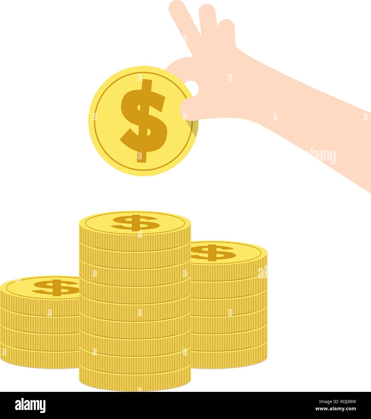 Illustration vector saving a lot of coin stack. Finance Concept. Stock Vector