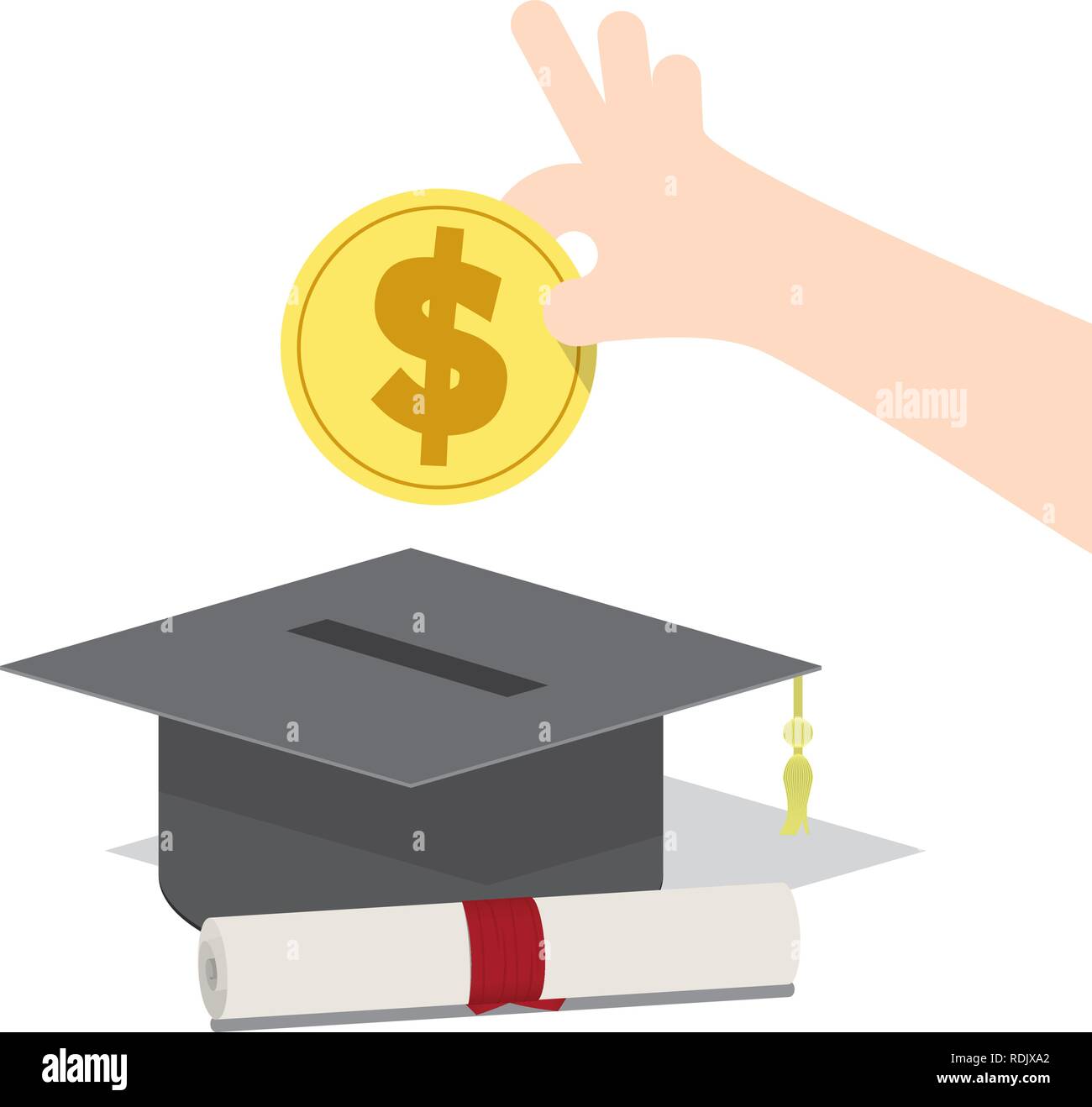 Illustration vector saving money and spending for education. Finance Concept. Stock Vector