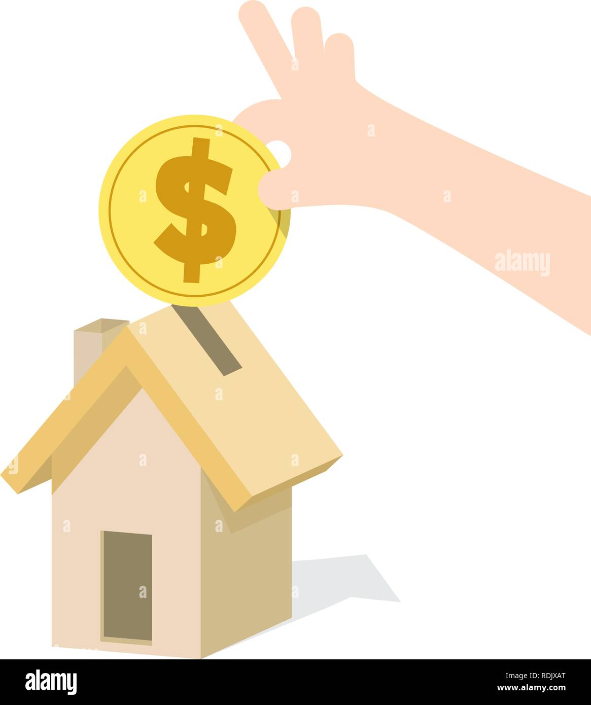 Illustration vector saving money and spending for housing. Finance Concept. Stock Vector