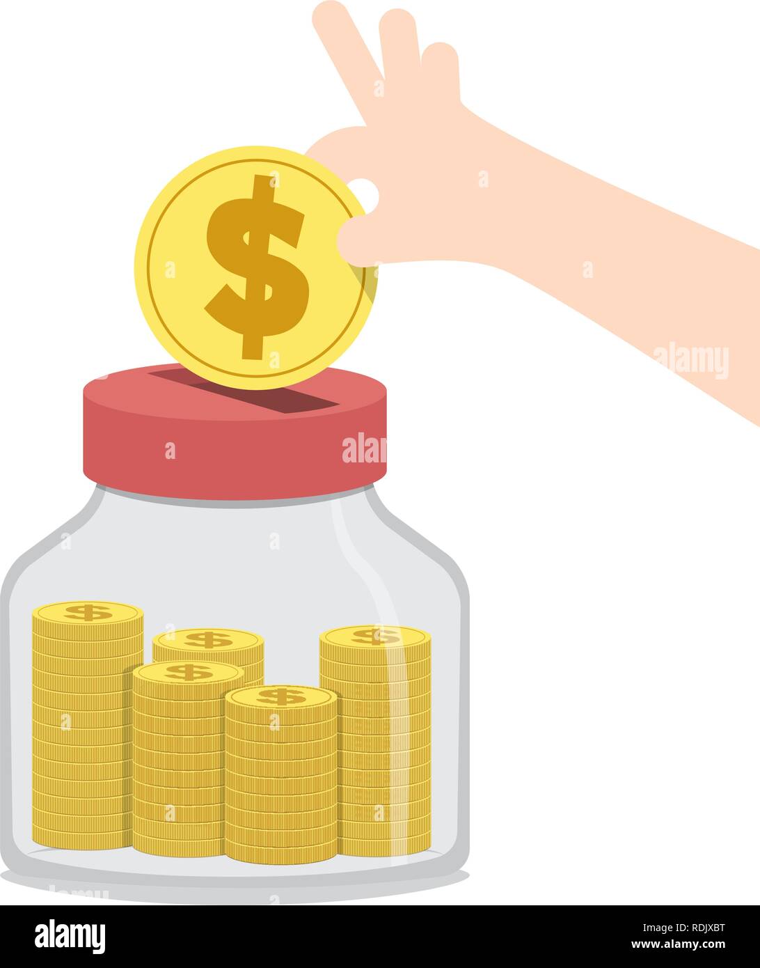 Illustration vector saving money and spending with jar. Finance Concept. Stock Vector