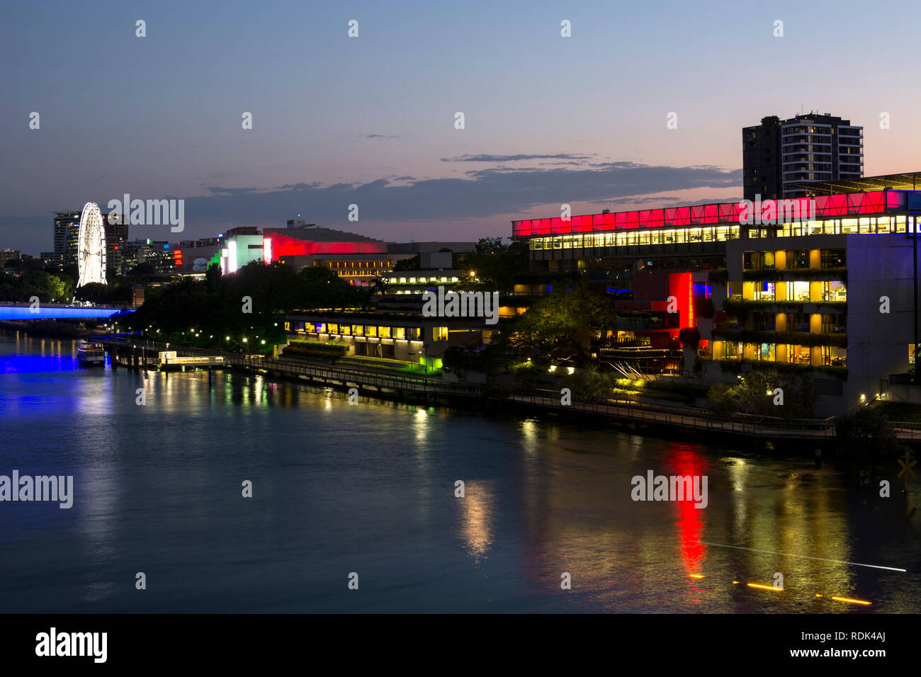 South Bank Cultural Centre area at dusk, Brisbane, Queensland, Australia Stock Photo