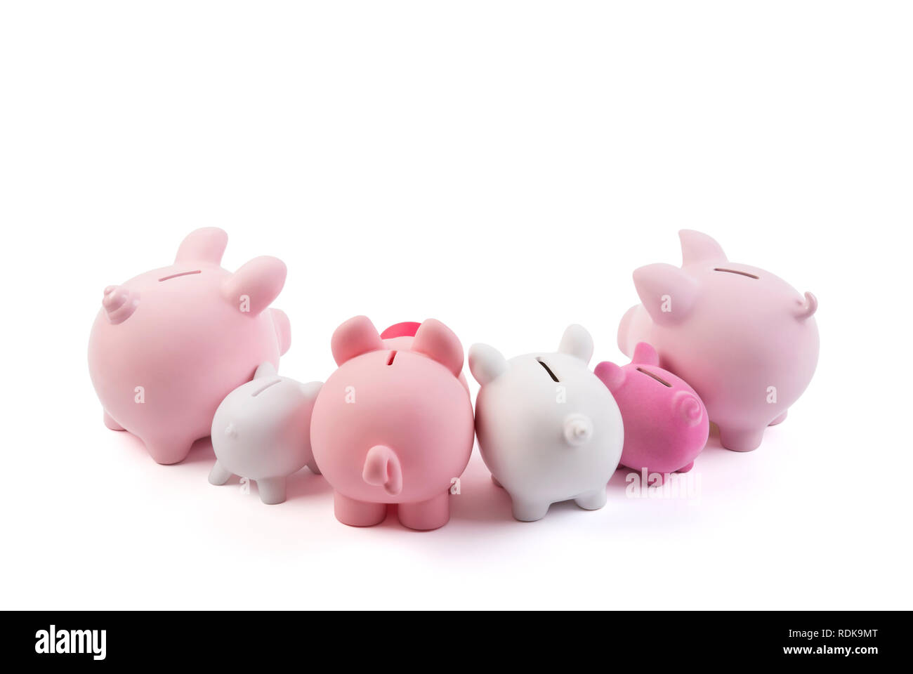 Group of piggy banks on white background with clipping path Stock Photo ...