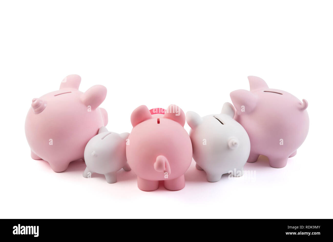 Group of piggy banks on white background with clipping path Stock Photo ...