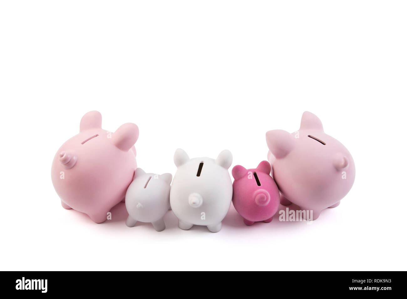 Group of piggy banks on white background with clipping path Stock Photo ...
