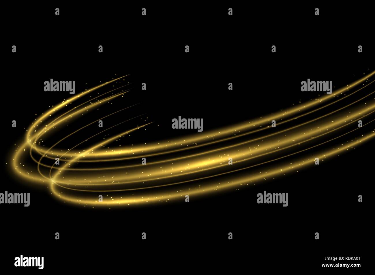 Vector circle golden light tracing effect. Glowing magic fire ring trace Stock Vector