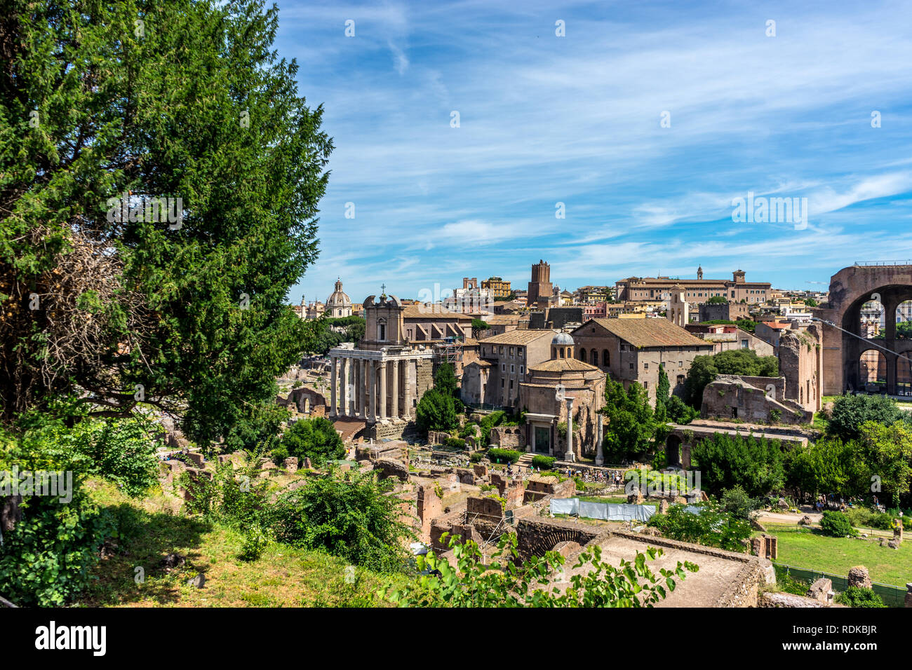Rome, Italy - 24 June 2018: The ancient ruins at the Roman Forum ...