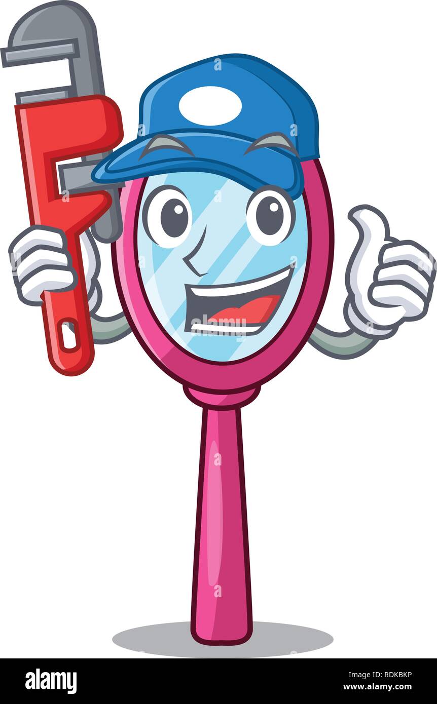 Plumber handheld mirror at the cartoon table Stock Vector Image & Art