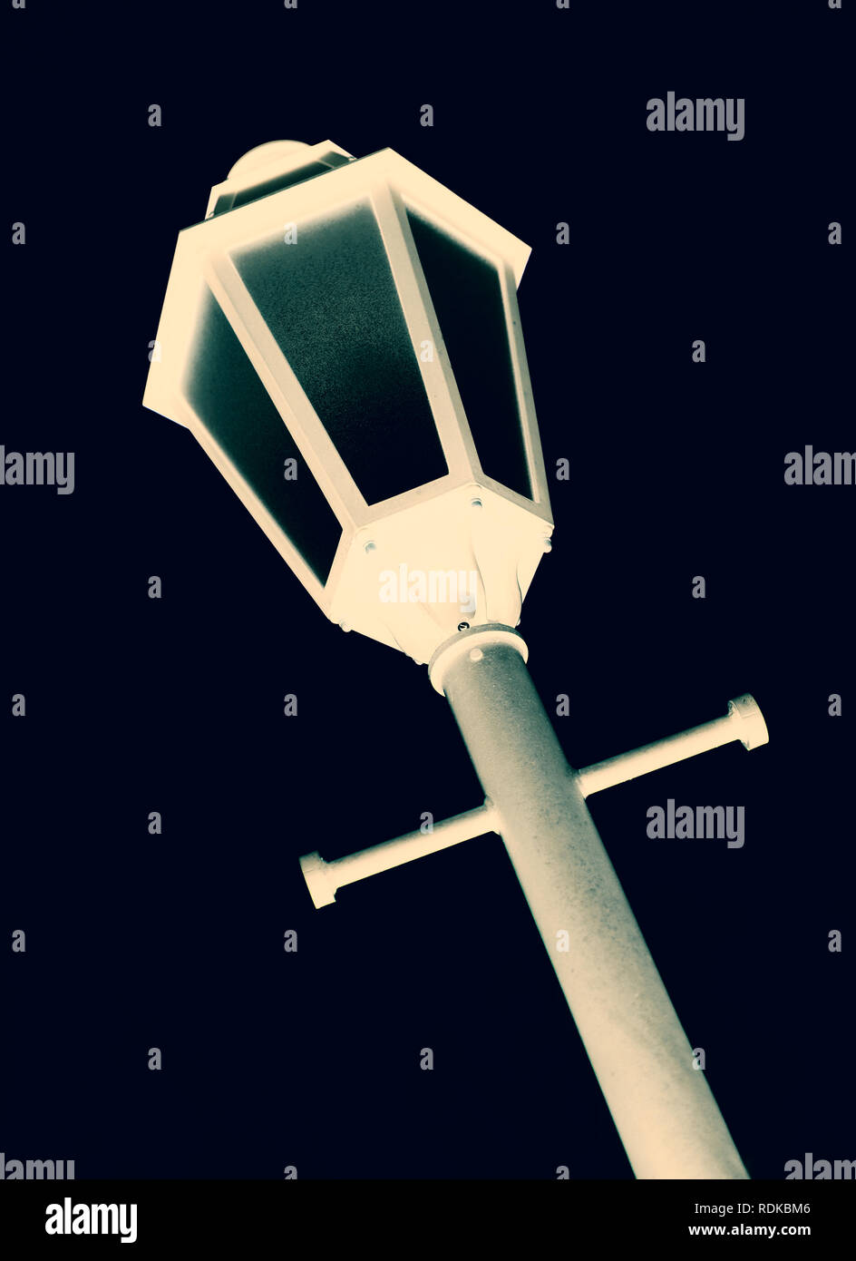 Surreal street lamp view - inverted colors give a fairytale like effect to this image Stock Photo