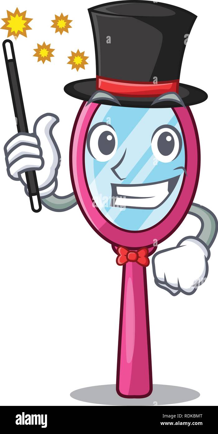 Magician handheld mirror at the cartoon table Stock Vector Image & Art