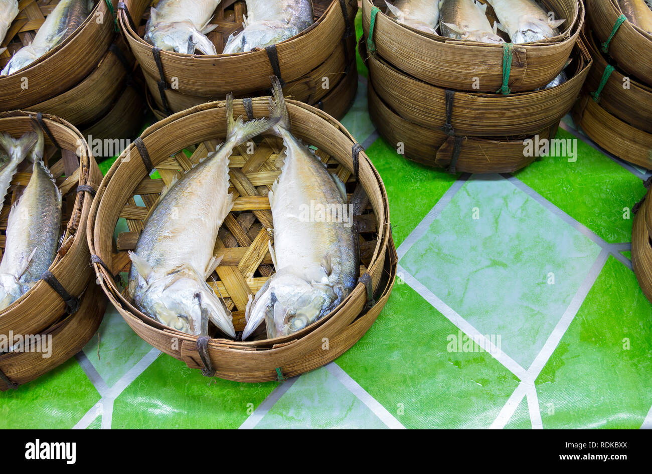 Thai Mackerel in the market / Mackerel Stock Photo Alamy