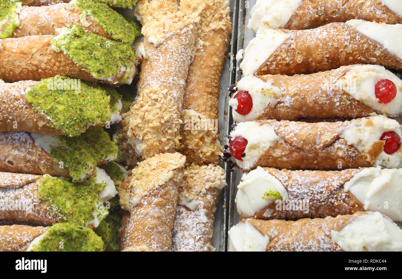 sweety pastry called CANNOLI SICILIANI in Italian Language at sicilian