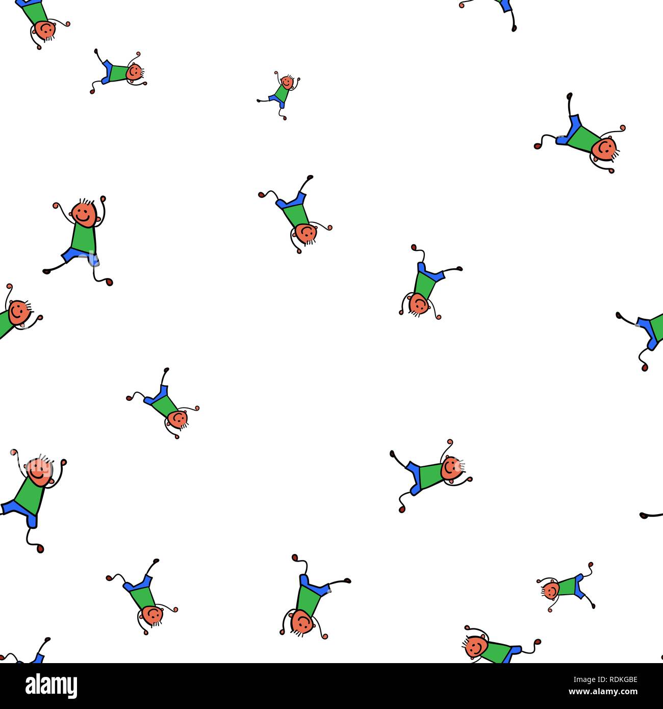 Kids seamless pattern in doodle style. Vector illustration on white ...