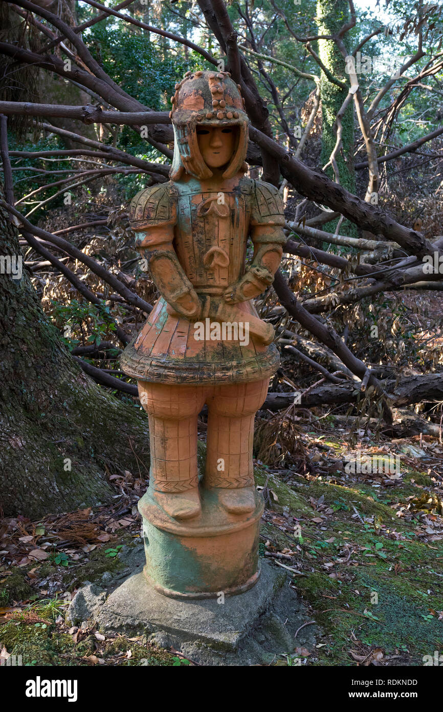 Miyazaki, Japan - November 5, 2018:  Haniwa Garden in Heiwadai Park with earthenware replicas of burial statues found all over the country in Japan Stock Photo