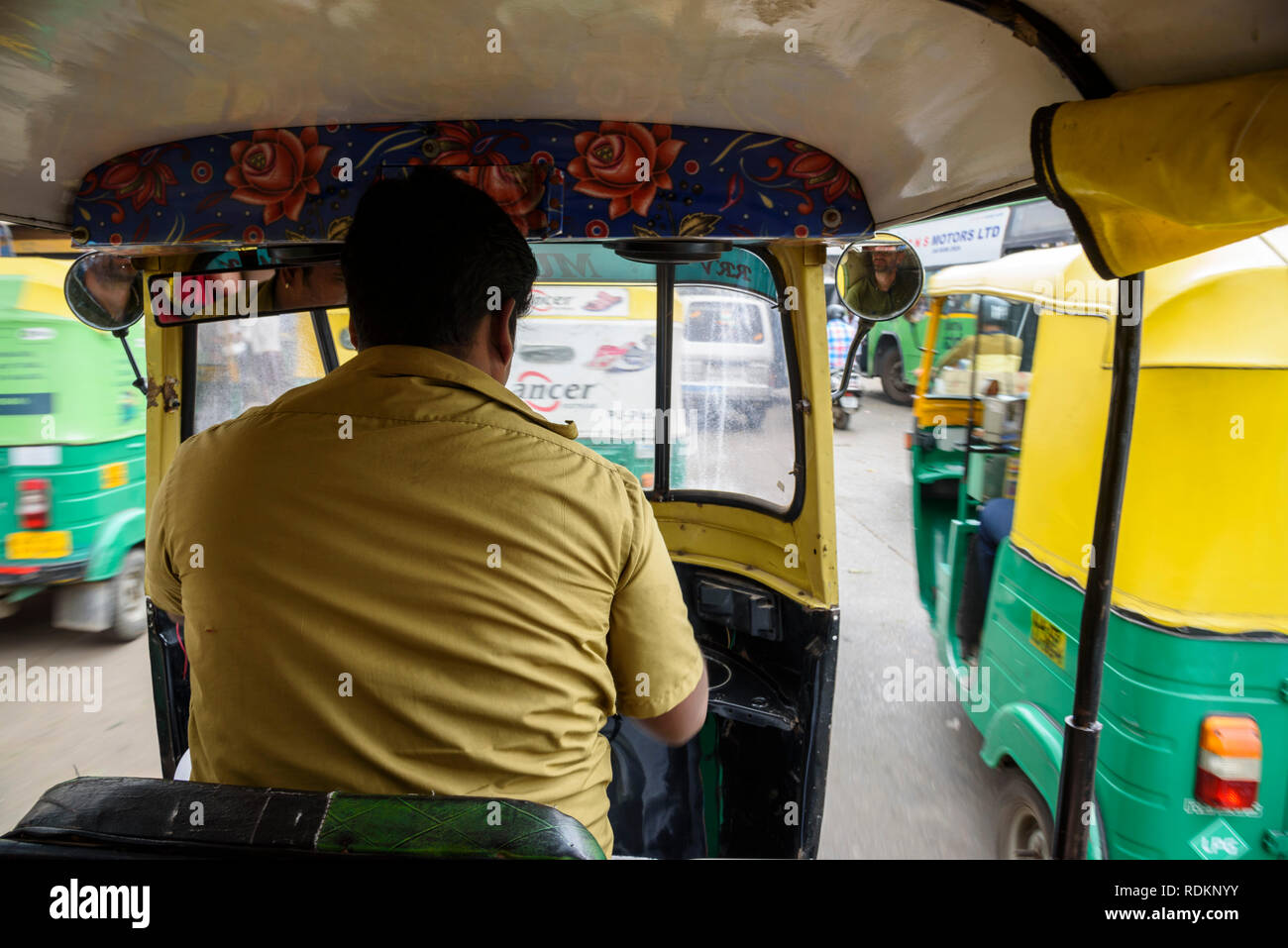 Autorickshaw ride, Banaglore, Bengaluru, Karnataka, India Stock Photo