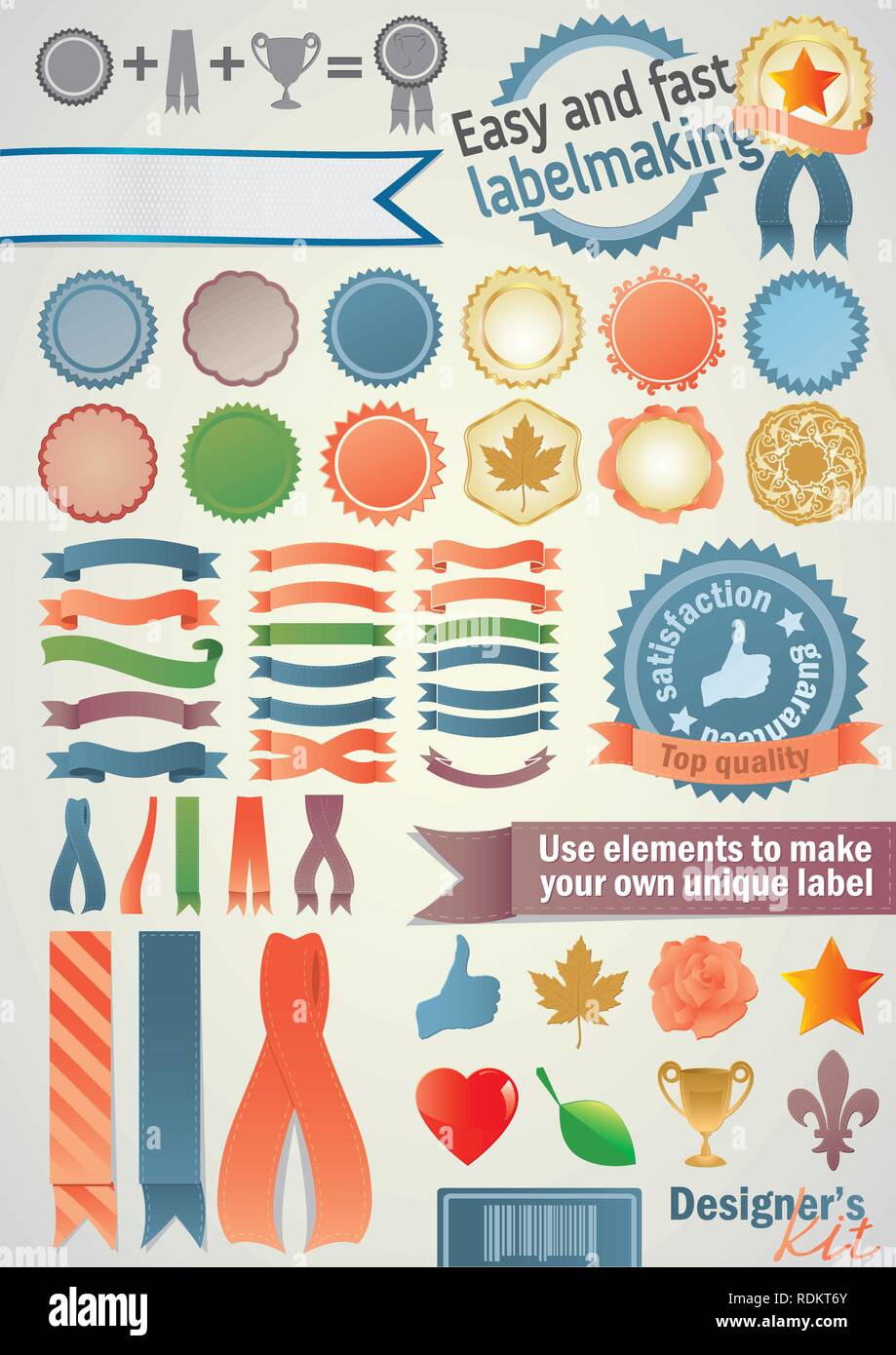 Make Your Own Label Using Big Variety Of Elements Pick Badge Ribbon And Icon Place Text Easy And Fast Stock Vector Image Art Alamy