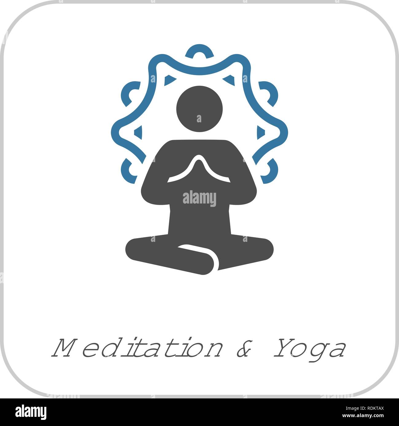 Yoga Meditation Icon. Flat Design Yoga Poses with Mandala Ornament in Back. Isolated Illustration. Stock Vector