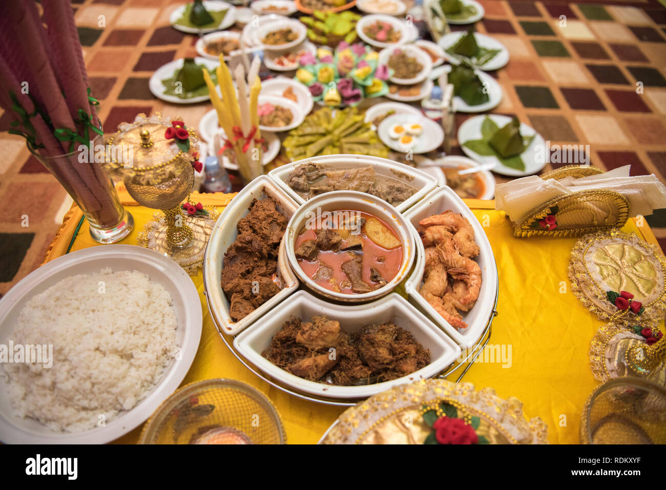 Traditional Acehnese Menus At A Wedding Reception Stock Photo
