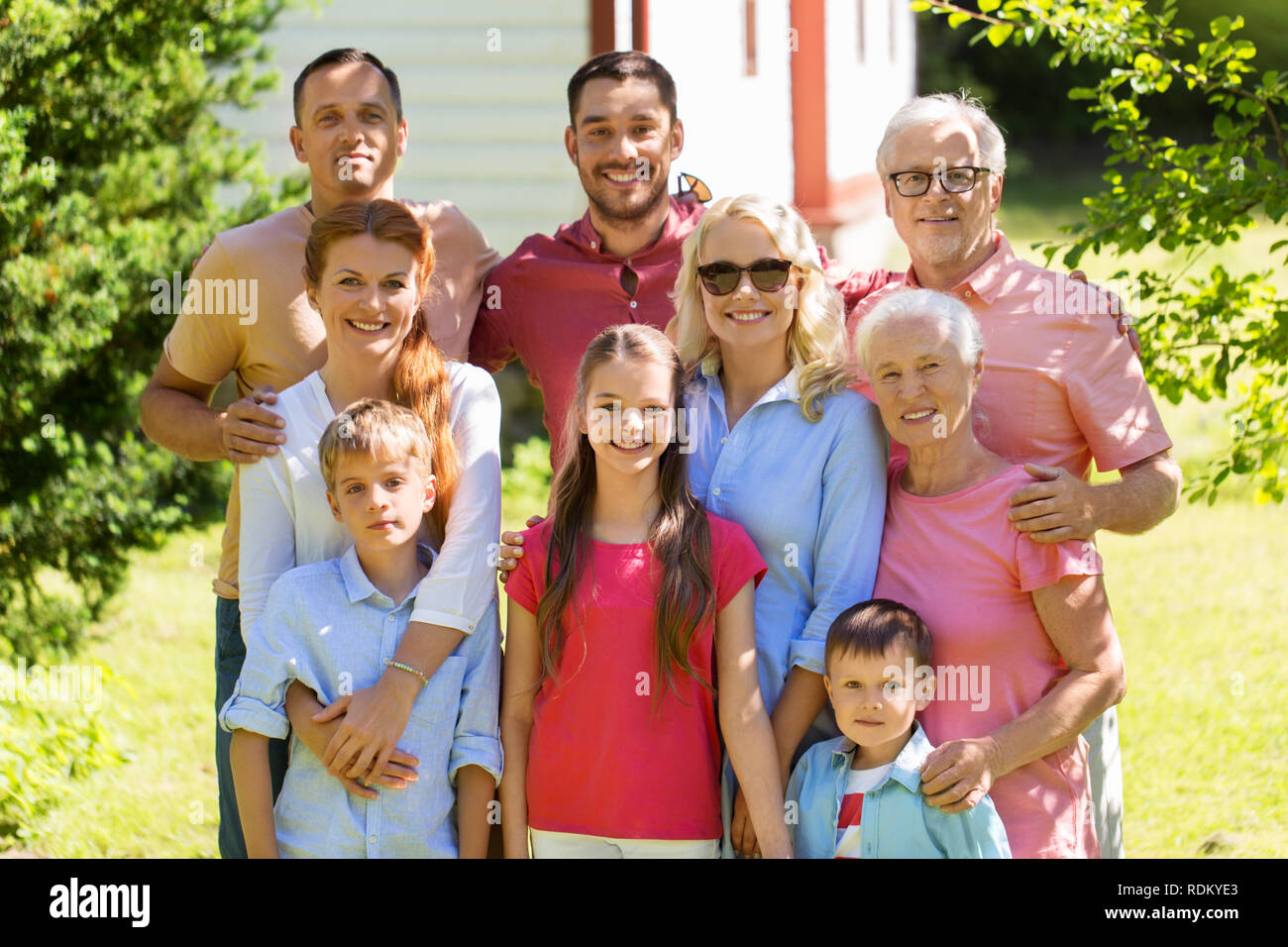 Portrait happy family garden hi-res stock photography and images - Alamy