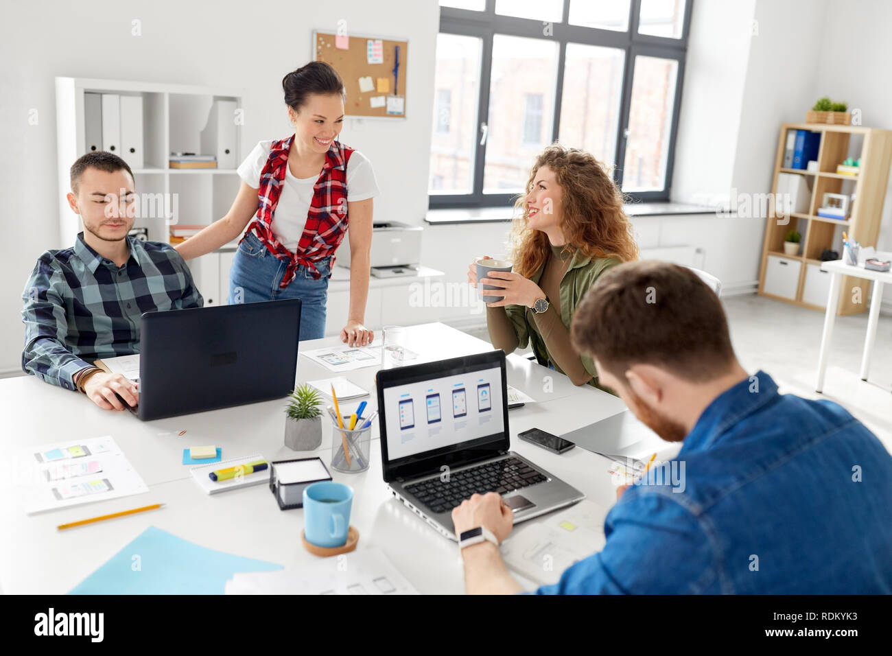 creative team working on user interface at office Stock Photo