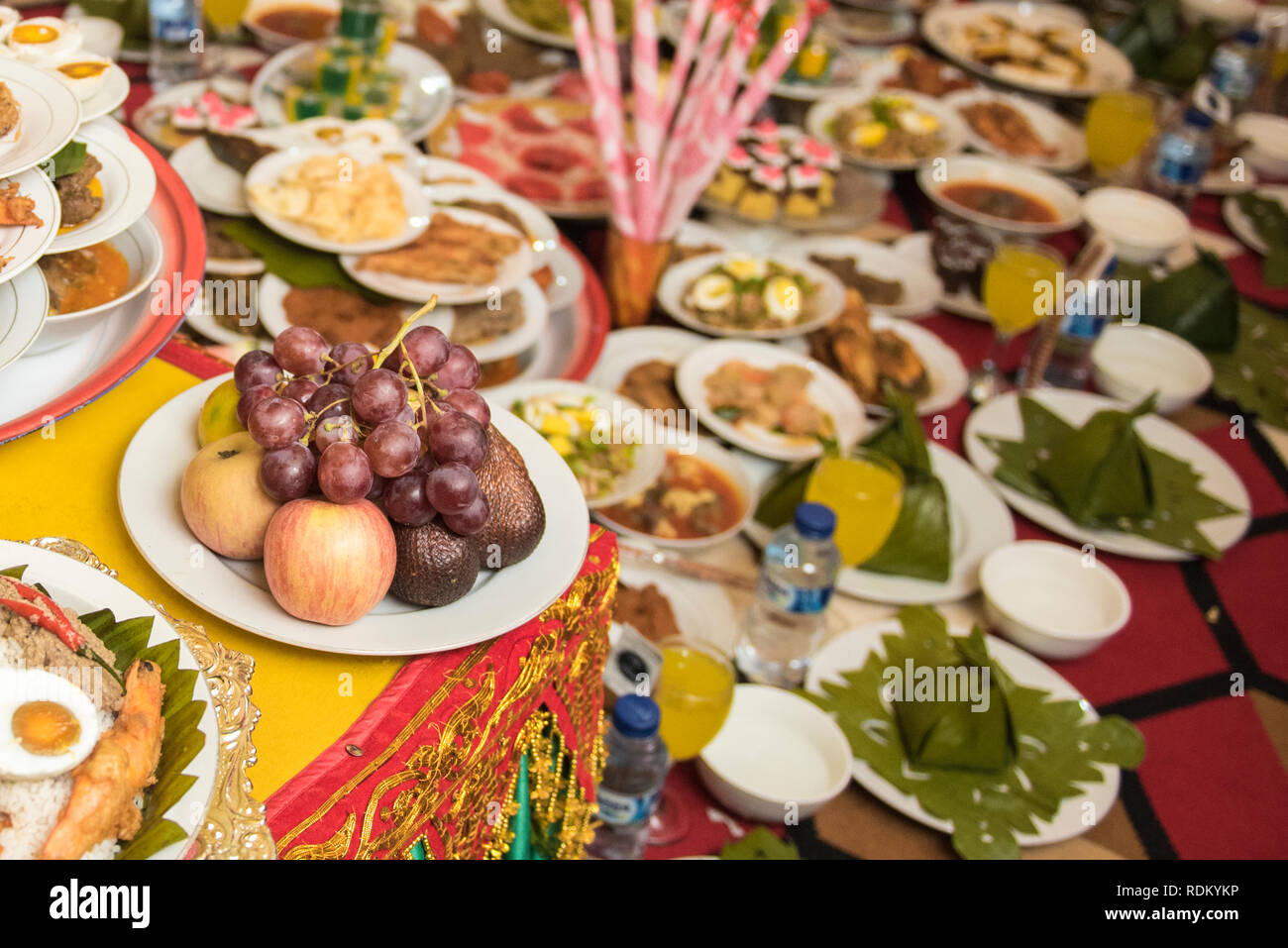Traditional Acehnese Menus At A Wedding Reception Stock Photo