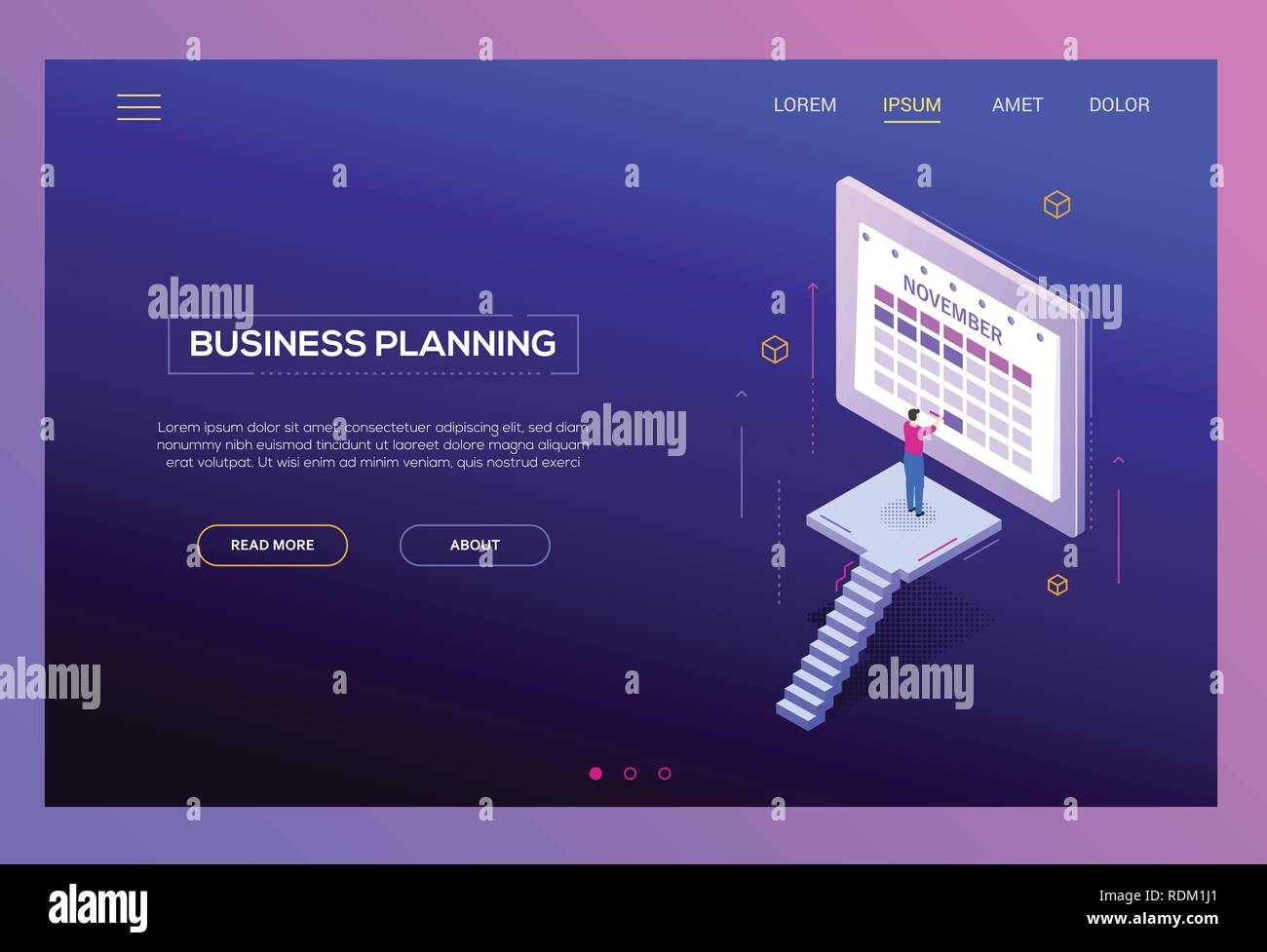 Business planning - modern isometric vector web banner Stock Vector