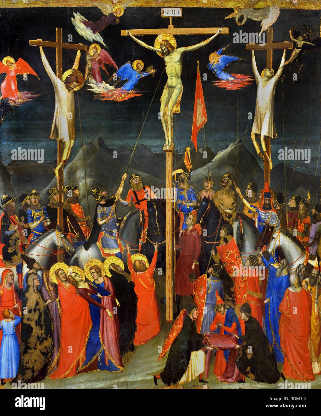 The Crucifixion 1330 Italy, Italian, ( The original destination of this important painting, which was perhaps conceived by Giotto during his stay in Naples (1328-1333) and realized in his studio, is unknown.  ) Stock Photo