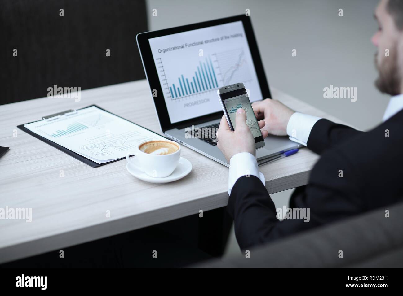businessman working with new start up project using smart phone Stock Photo