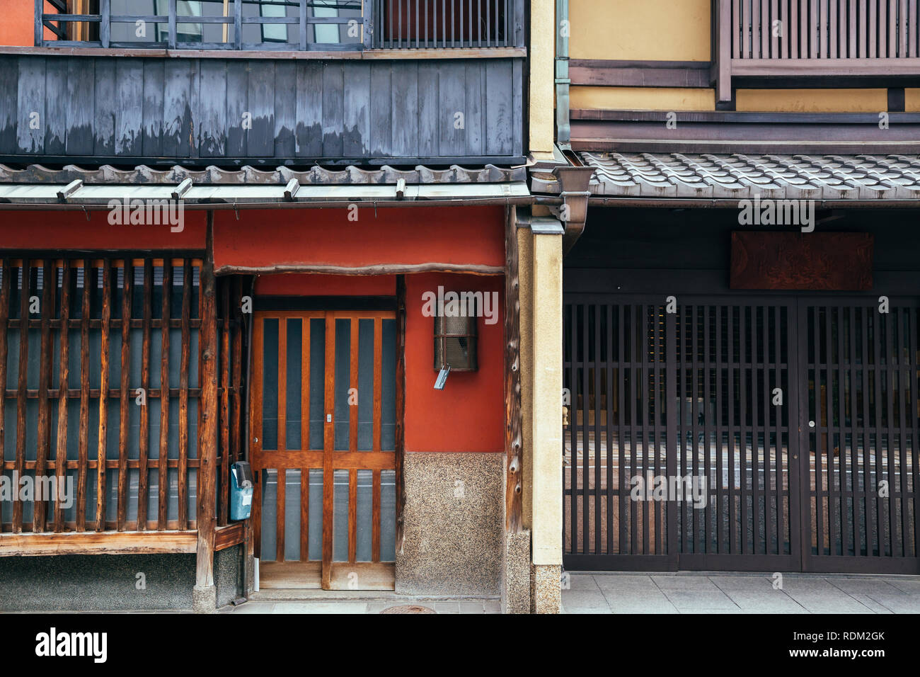 Japanese traditional house at Pontocho old restaurant street in Kyoto, Japan Stock Photo
