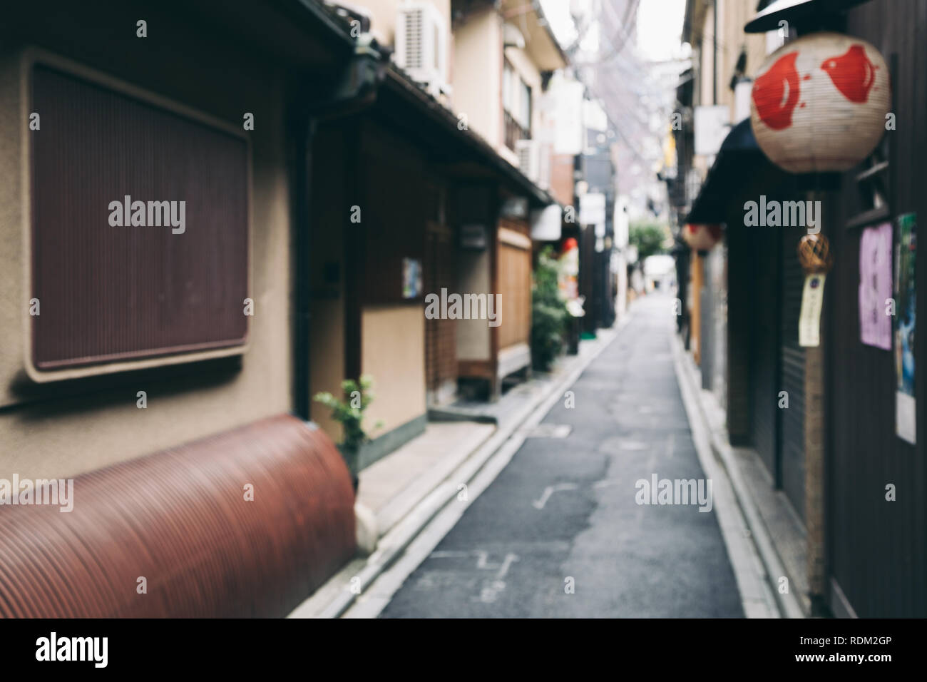 Pontocho, Japanese old restaurant and pub alley in Kyoto, Japan (Blur focus) Stock Photo