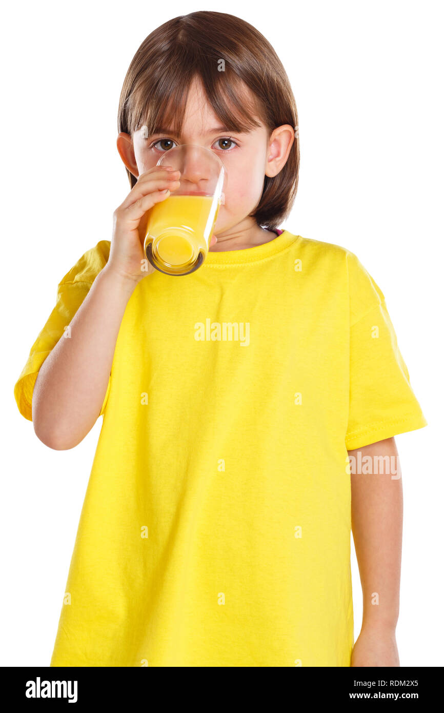 Child kid girl drinking orange juice healthy eating portrait format