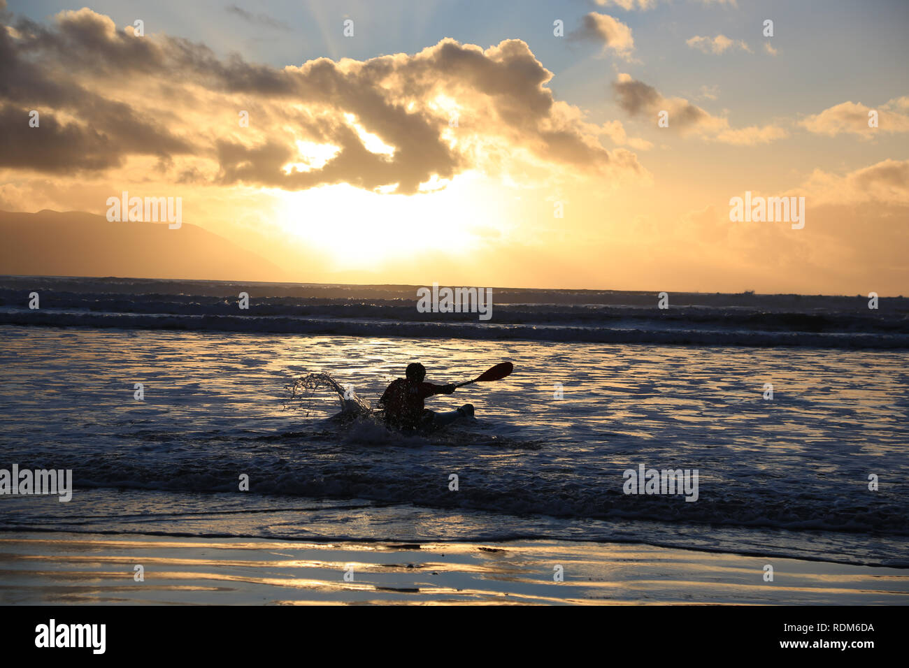 canoeist paddling against the odds, wild atlantic way, county kerry, ireland Stock Photo