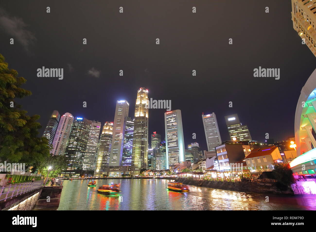 Singapore night cityscape Stock Photo - Alamy