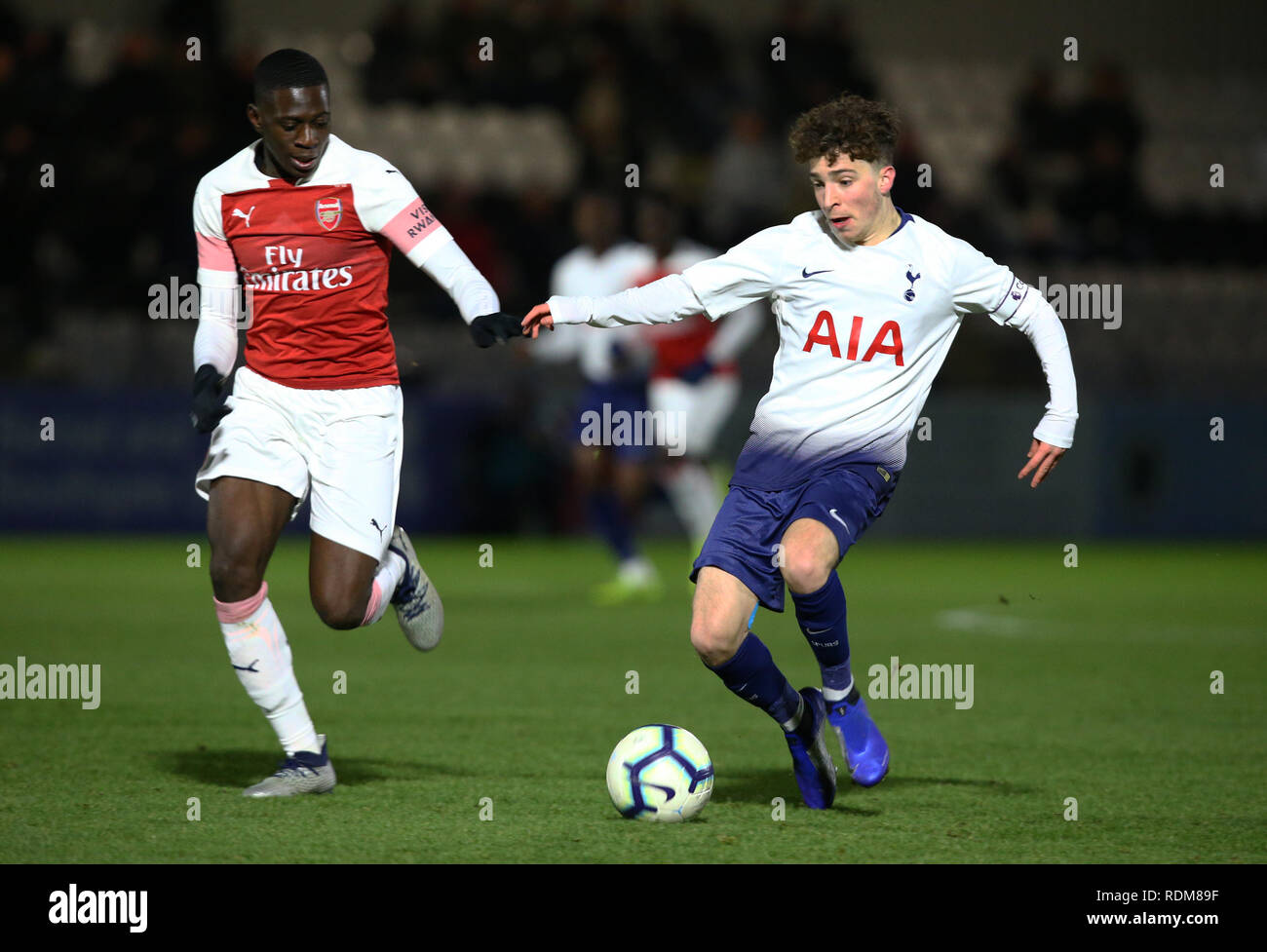 BOREHAMWOOD, ENGLAND - JANUARY 17: Armando Shashoua of Tottenham Hotspur  during FA Youth Fourth Round match between Arsenal and Tottenham Hotspur at  Stock Photo