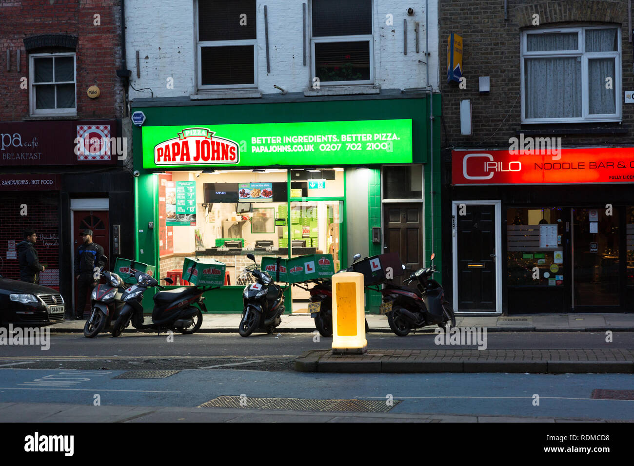 Papa Johns pizzeria, Cable Street, London Stock Photo Alamy