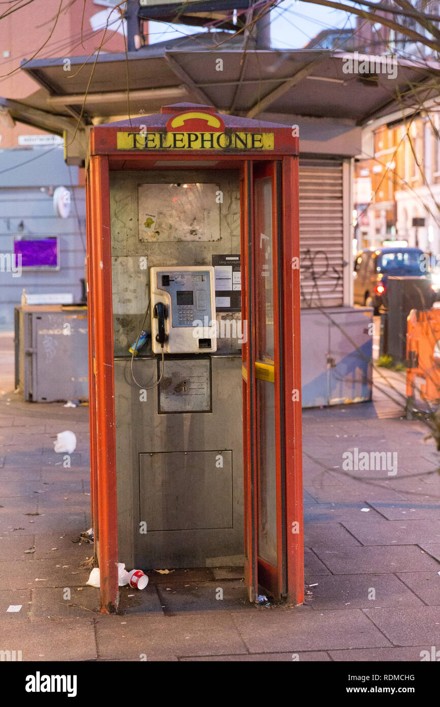 Red telephone box at Aldgate, London Stock Photo