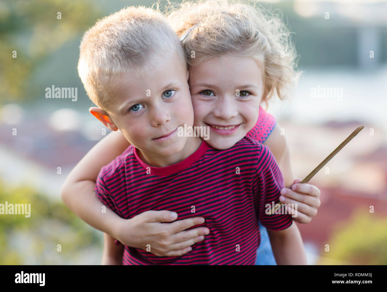 Best friends, two children Stock Photo