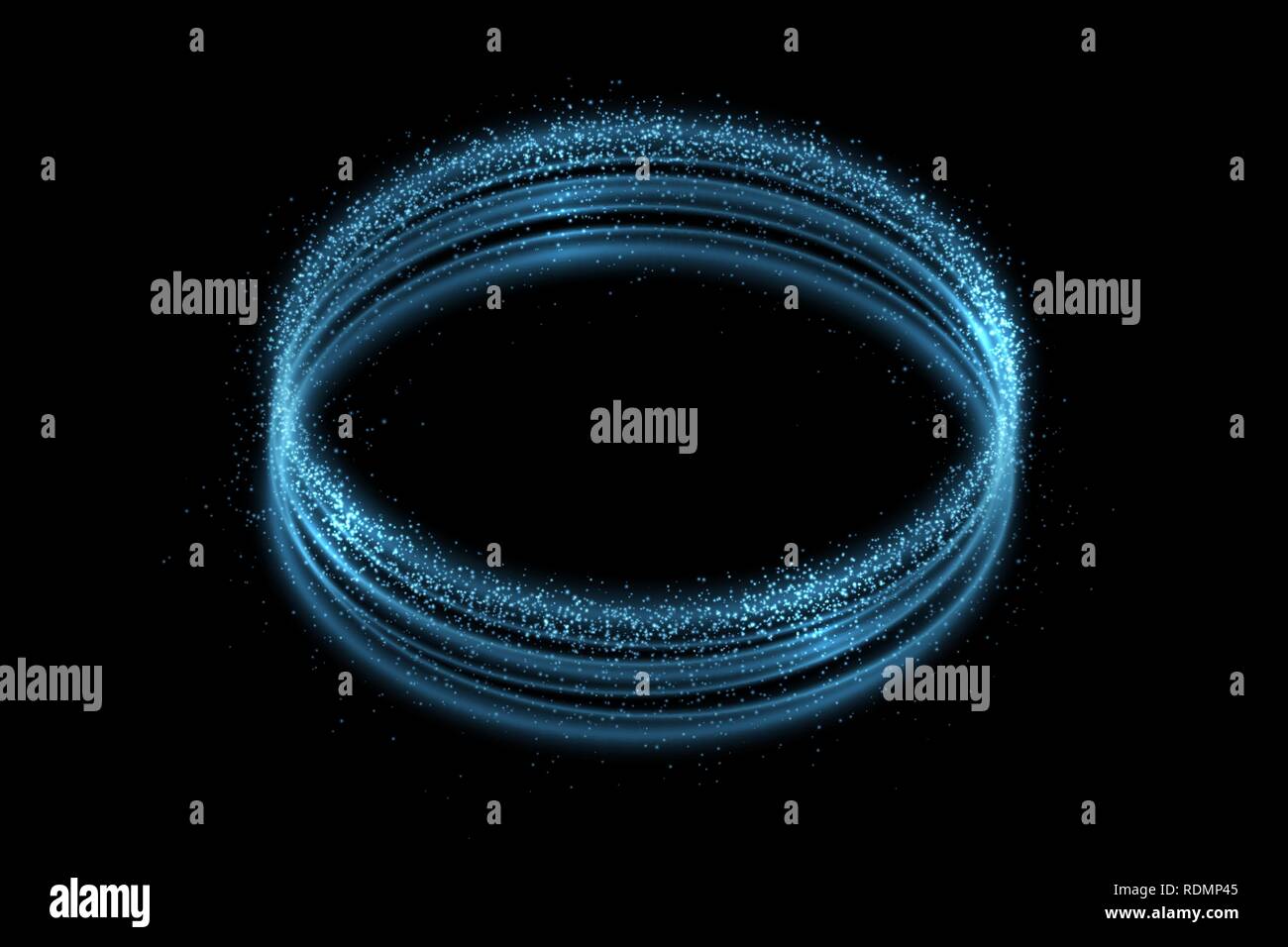 Vector circle neon light tracing effect. Glowing magic fire ring trace Stock Vector