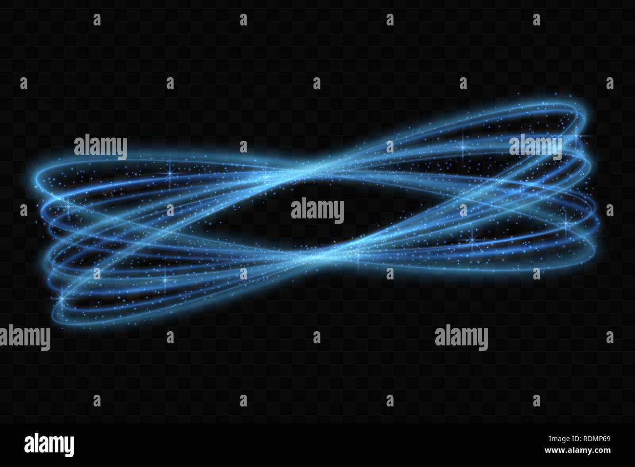 Vector circle neon light tracing effect. Glowing magic fire ring trace Stock Vector