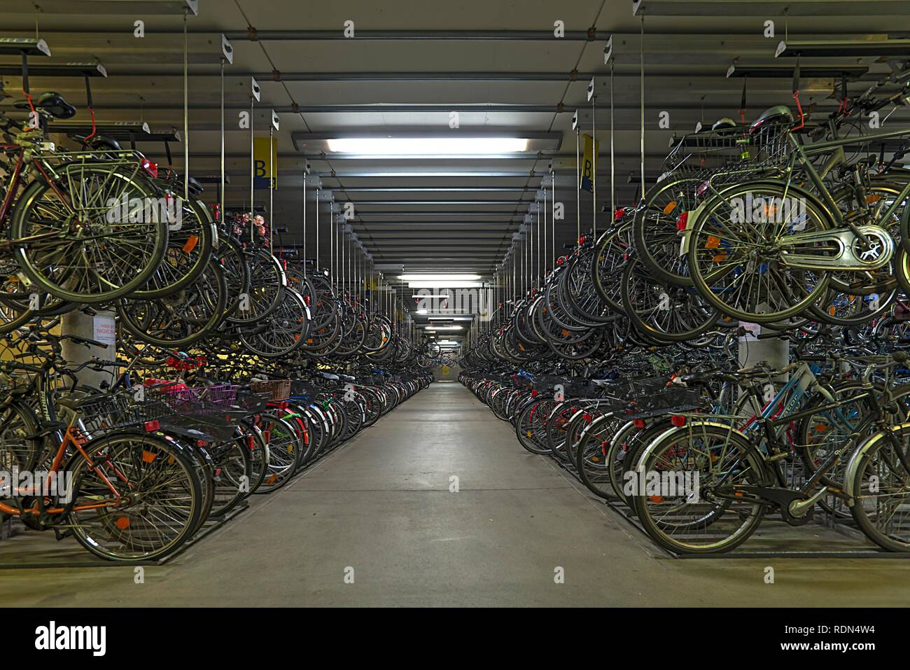 Bicycle parking garage, Münster, North Rhine-Westphalia, Germany Stock Photo