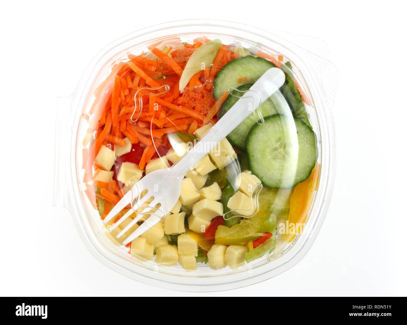 Mixed salad, packed, for immediate consumption Stock Photo