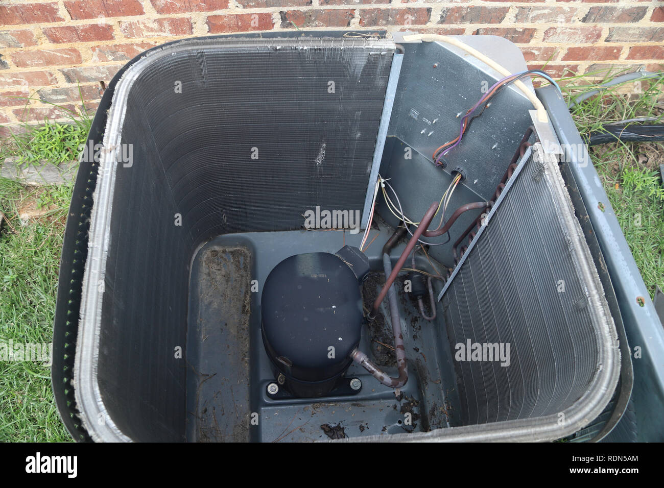 Inside air conditioner condenser coil maintenance Stock Photo - Alamy